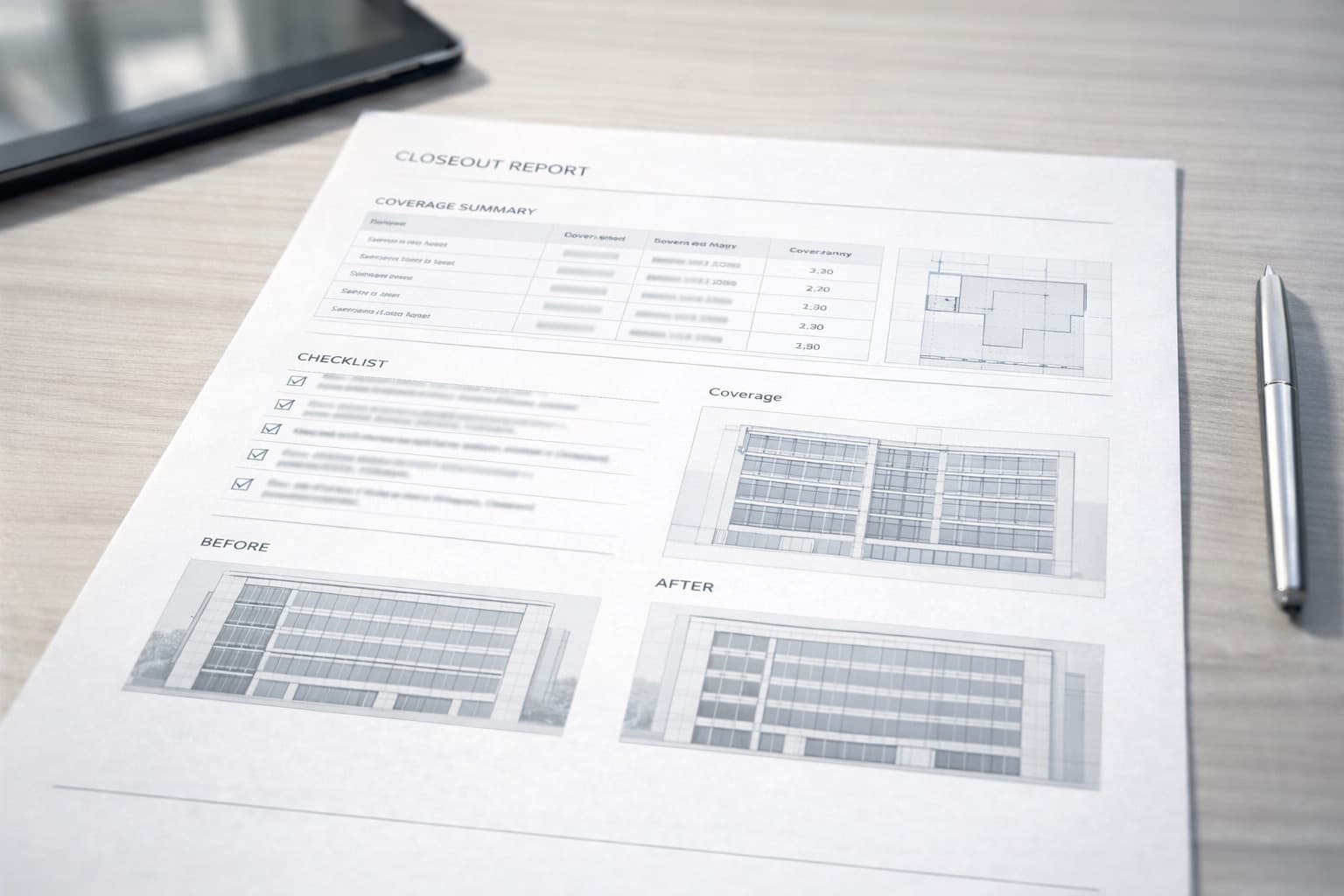 Sample closeout report